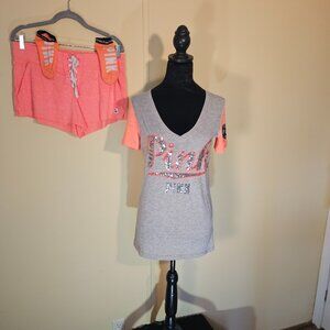 VS PINK Vintage Bling v-neck tshirt, shorts, and socks